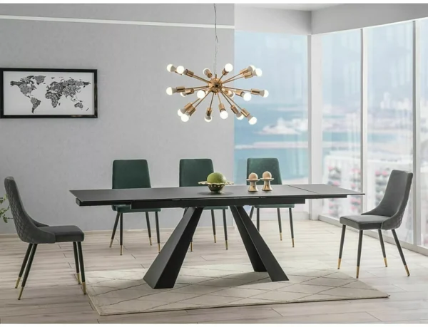 Steklena jedilna miza Petal 160 Black - Image 8