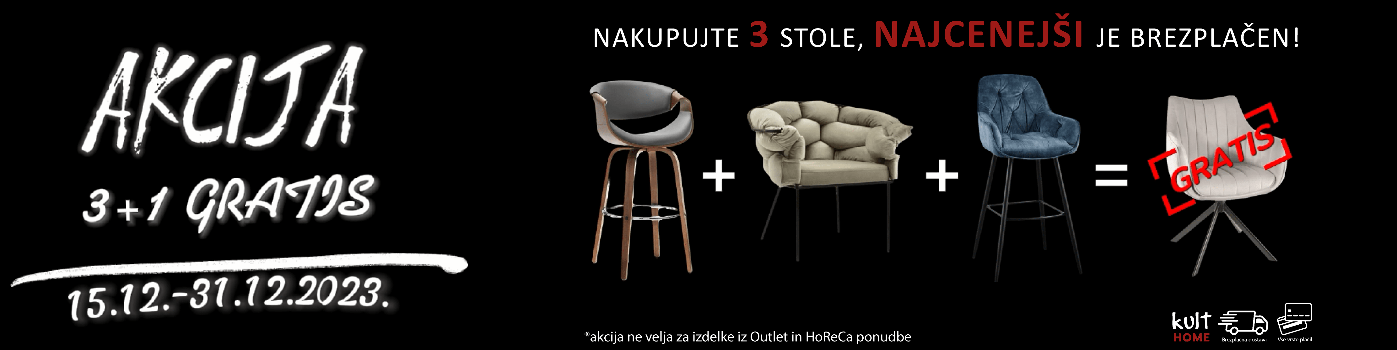 AKCIJA 3+1 GRATIS na vseh stolih, braskih stolih in Ezpeleta mizah za vrt in gostinstvo 1