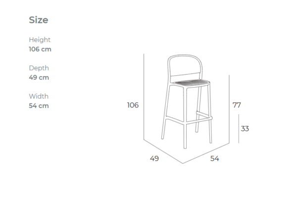 Plastičen gostinski barski stol Trena Stool - Image 12